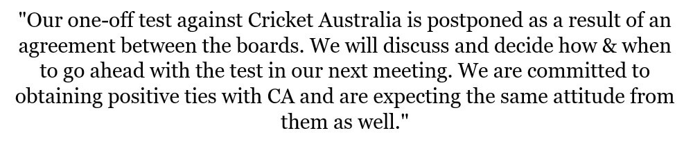 Cricket Australia Confirms Postponement of Afghanistan Test