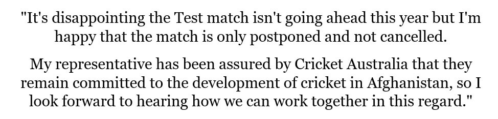 Cricket Australia Confirms Postponement of Afghanistan Test