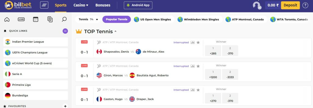 bilbet tennis