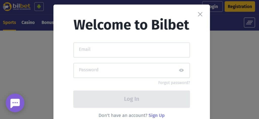 bilbet app login