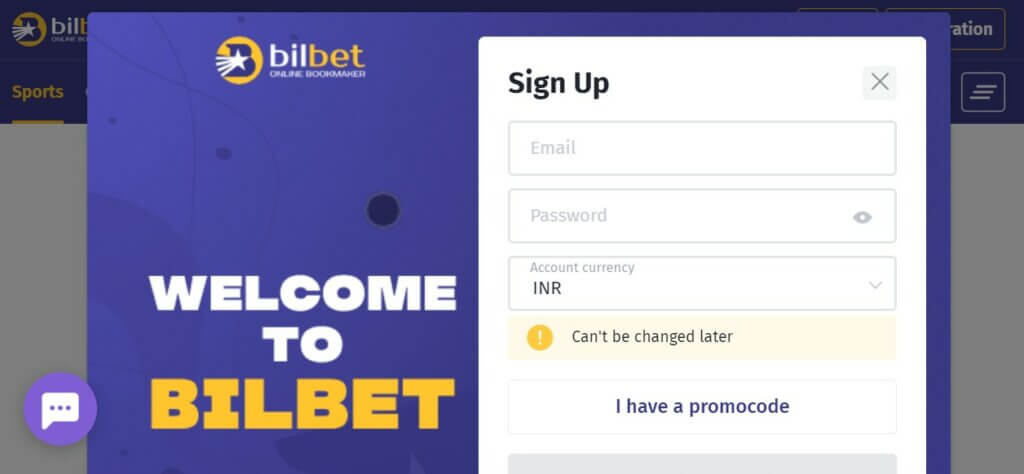 bilbet app registration