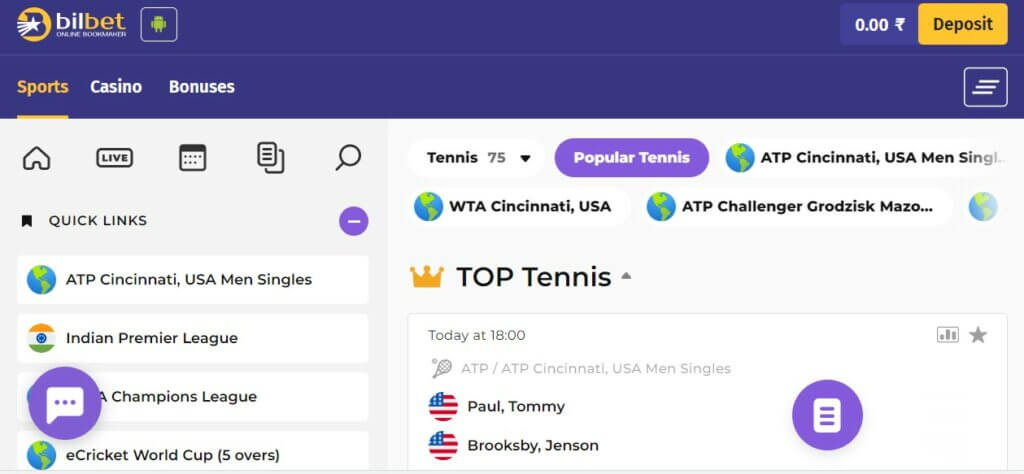 tennis betting app