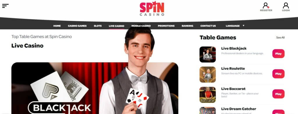 spin casino live